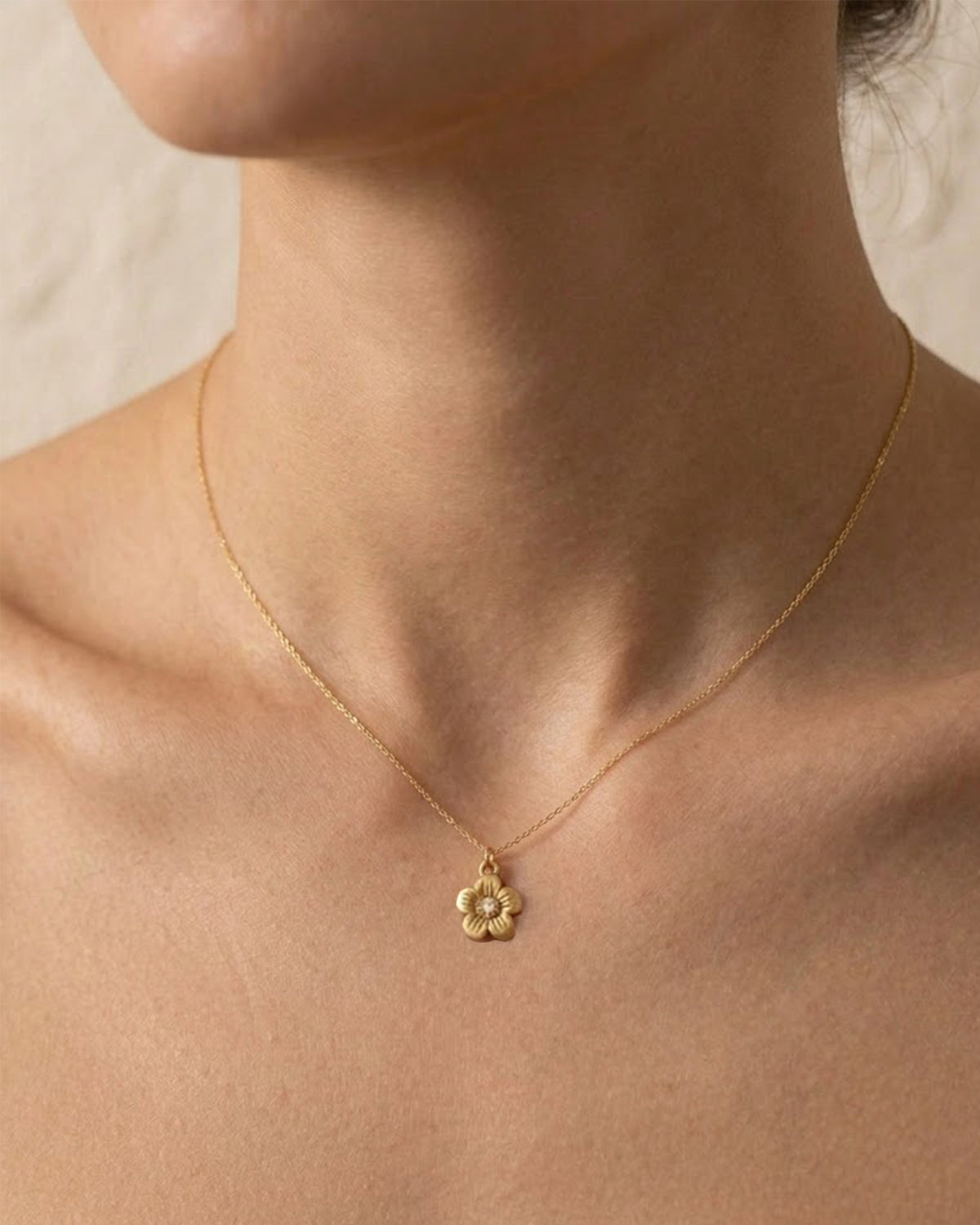 Gold-Tone Floral Pendant Necklace