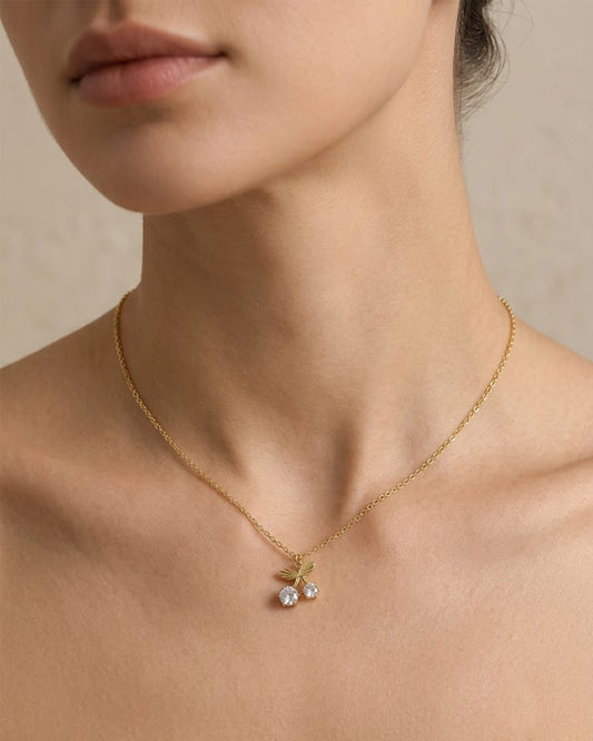 Crystal Cherry Blossom Gold-Tone Pendant Necklace