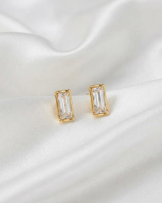 Baguette CZ Station Necklace with Earring
