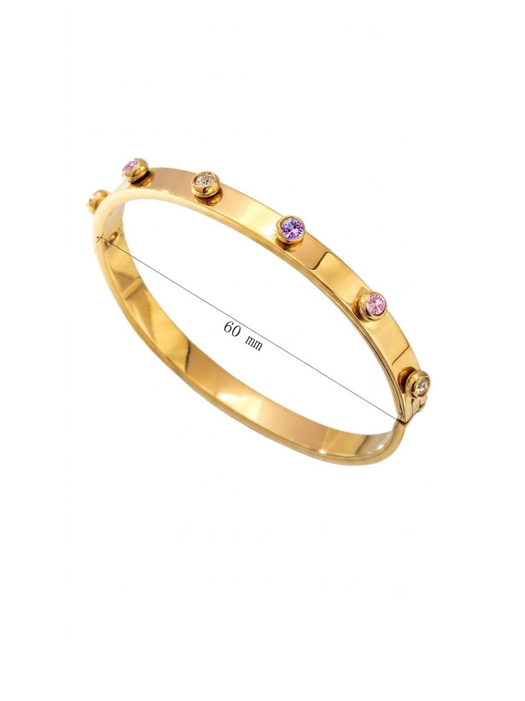 Gold Bezel-Set Crystal Bangle Bracelet