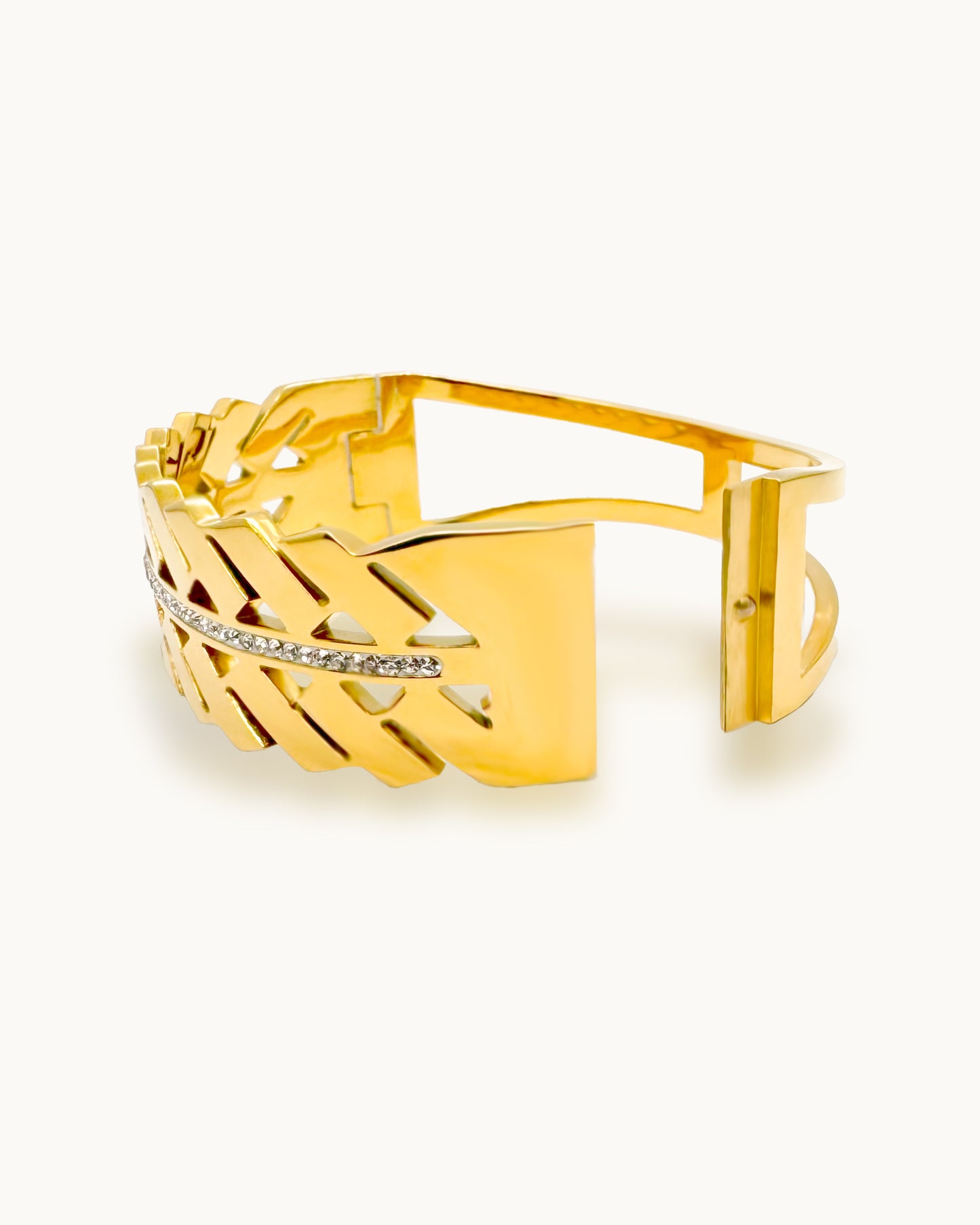 Diamond Row Leaf Cuff Bracelet