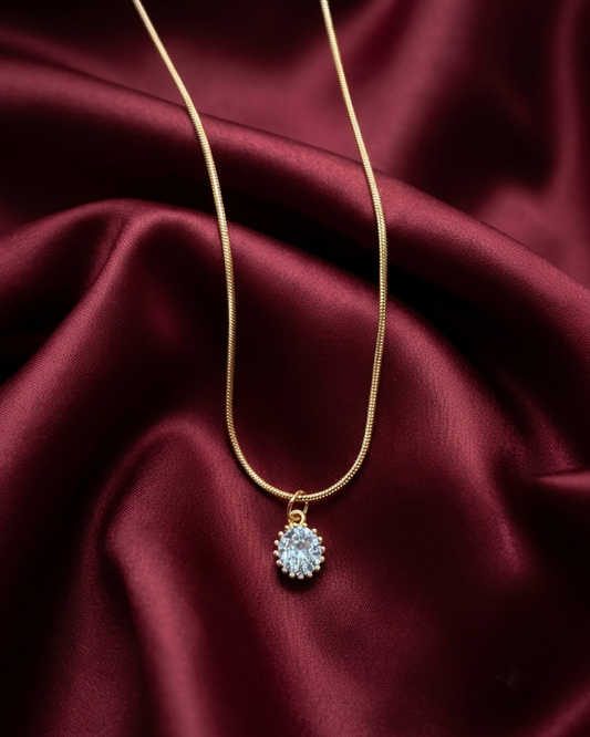 Golden Solitaire Crown Necklace | Rakhi Gift