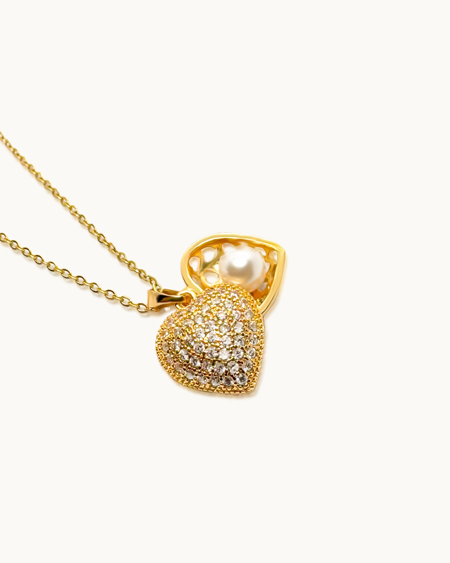 Hidden Pearl Heart Locket Necklace