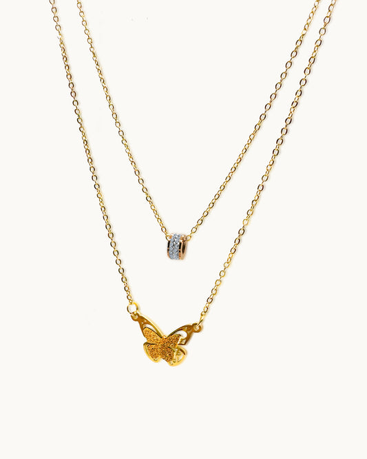 Golden Glow Butterfly Necklace