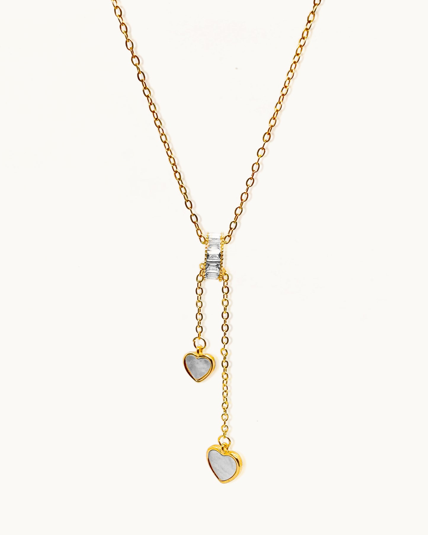 Twin Heart Drop Necklace