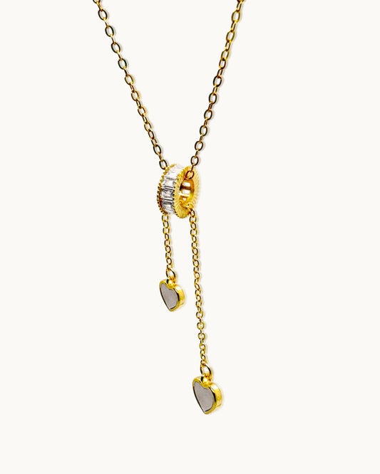 Twin Heart Drop Necklace