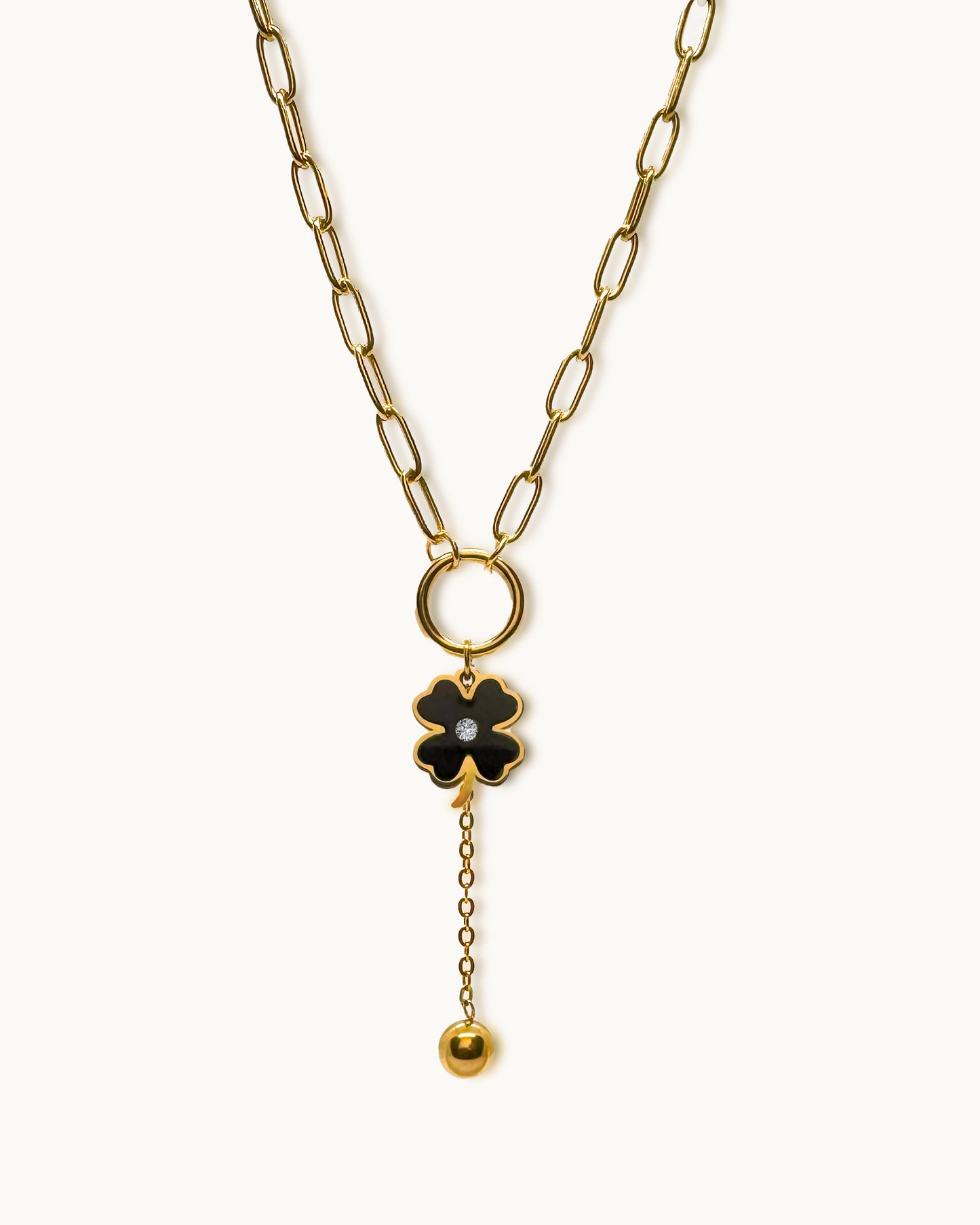 Midnight Clover Drop Necklace