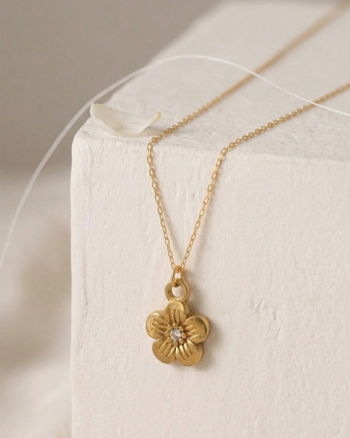 Gold-Tone Floral Pendant Necklace
