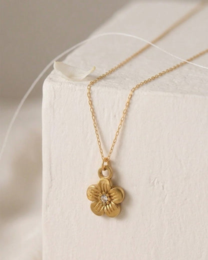 Gold-Tone Floral Pendant Necklace