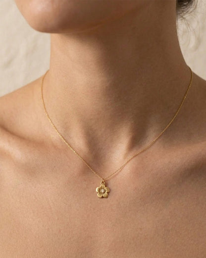 Gold-Tone Floral Pendant Necklace