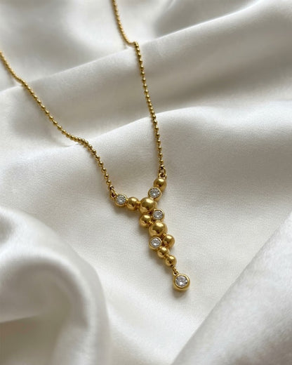 Golden Bubble Cascade Lariat Necklace