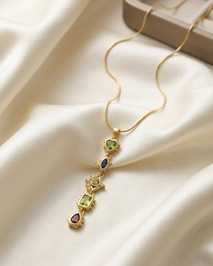 Multicolor Gemstone Cascade Drop Necklace