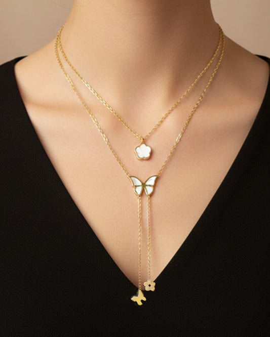 Most Special Gift For My Wife 2026 | Butterfly Bloom Layered Necklace | Red Card