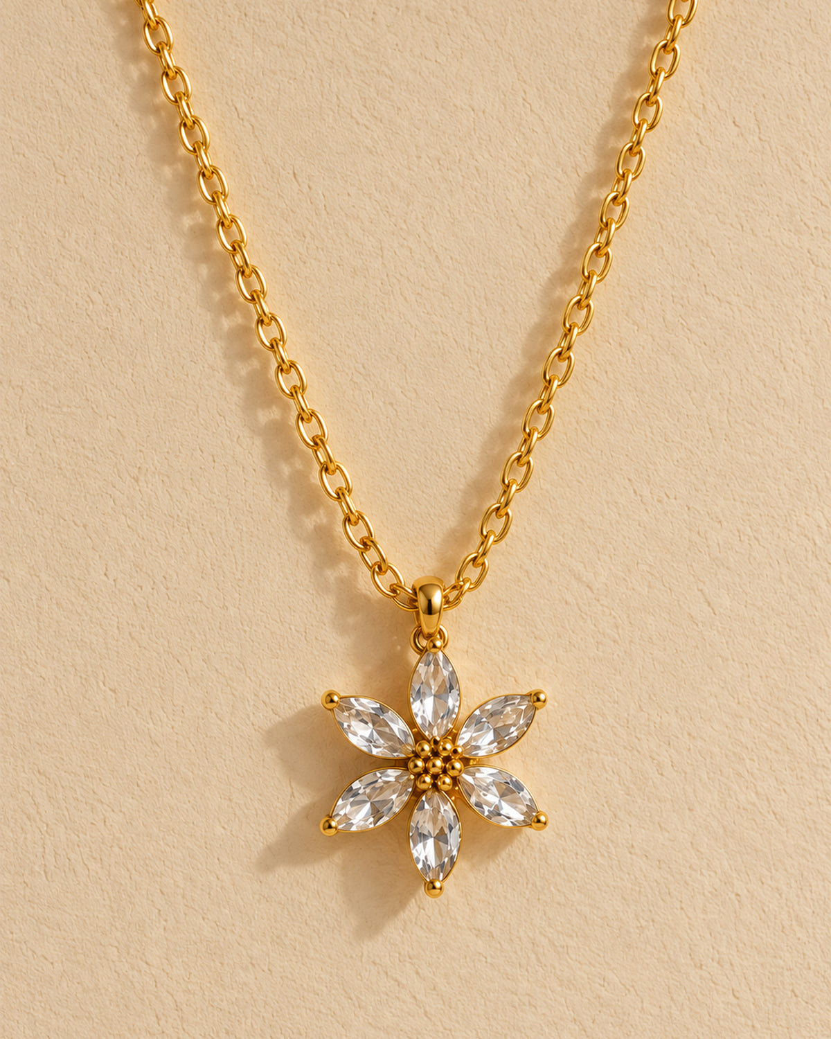 Crystal Flower Gold-Tone Pendant Necklace