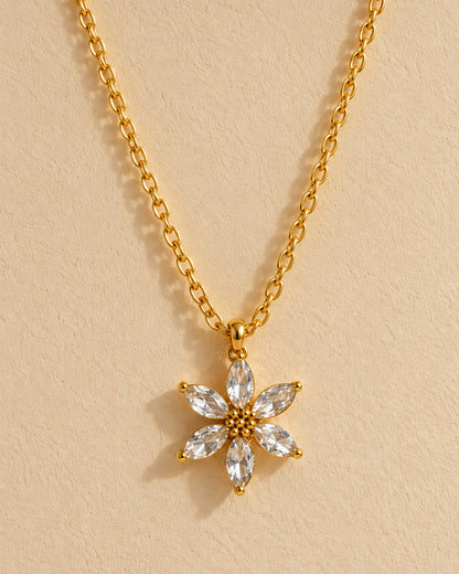 Crystal Flower Gold-Tone Pendant Necklace