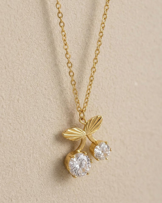 Crystal Cherry Blossom Gold-Tone Pendant Necklace