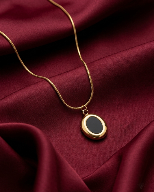 Golden Onyx Oval Necklace | Rakhi Gift