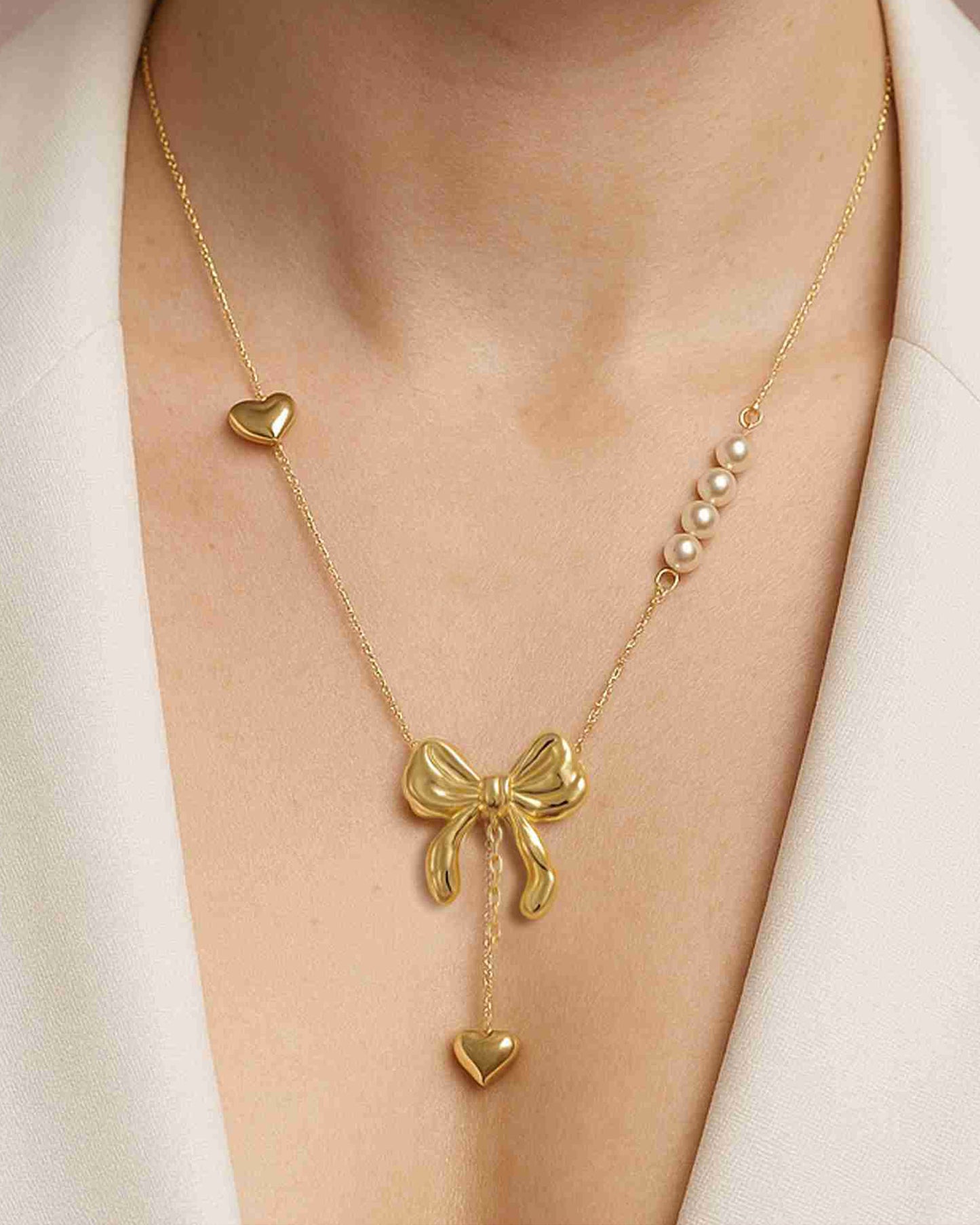Most Special Gift For My Wife 2026 | Golden Bow Heart Necklace | Pink Card