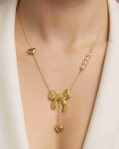 Most Special Gift For My Wife 2026 | Golden Bow Heart Necklace | Pink Card