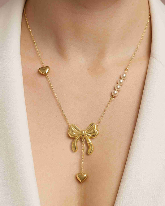 Most Special Gift For My Wife 2026 | Golden Bow Heart Necklace | Pink Card