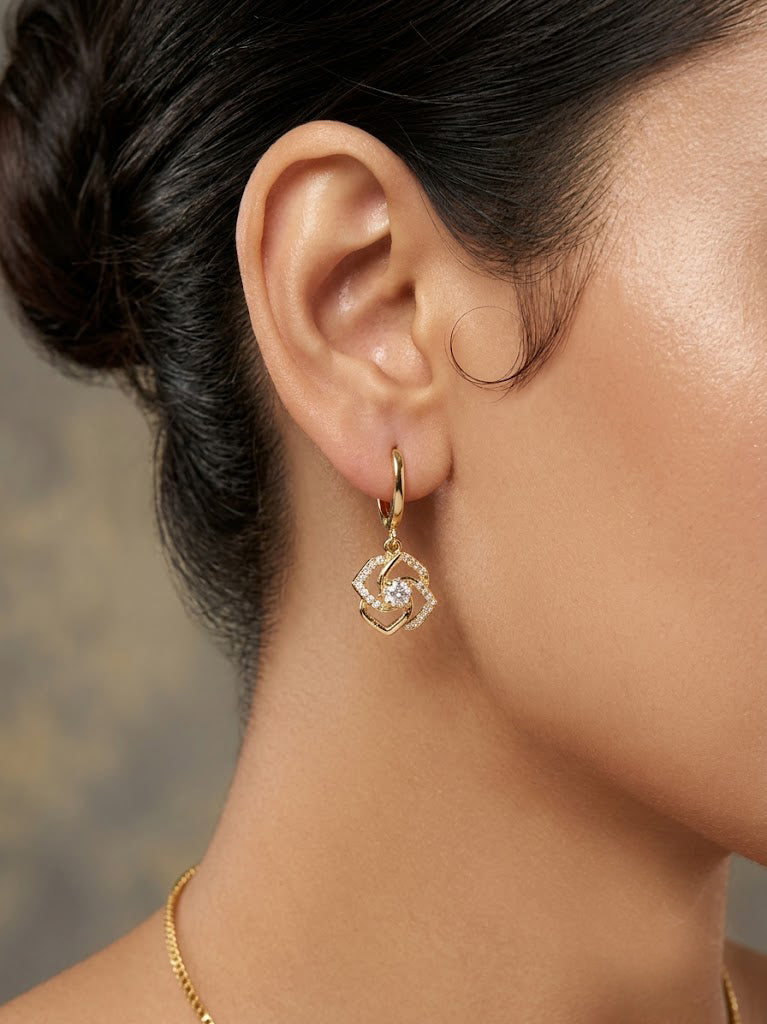 3-Pair Gold Huggie Hoop Drop Earring Set