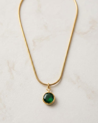 Emerald Green Round Crystal Pendant Necklace