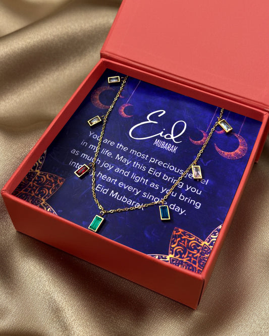 Noor-E-Eid | Colorful Baguette Necklace | Luxe Gift Set