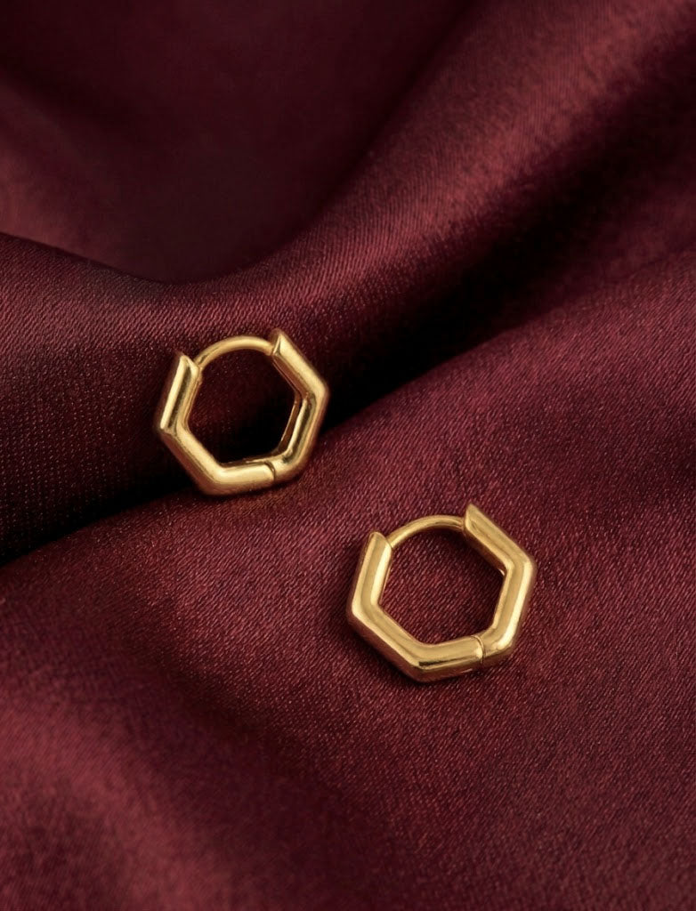 Modern Elegance Hexagon Hoop Earrings
