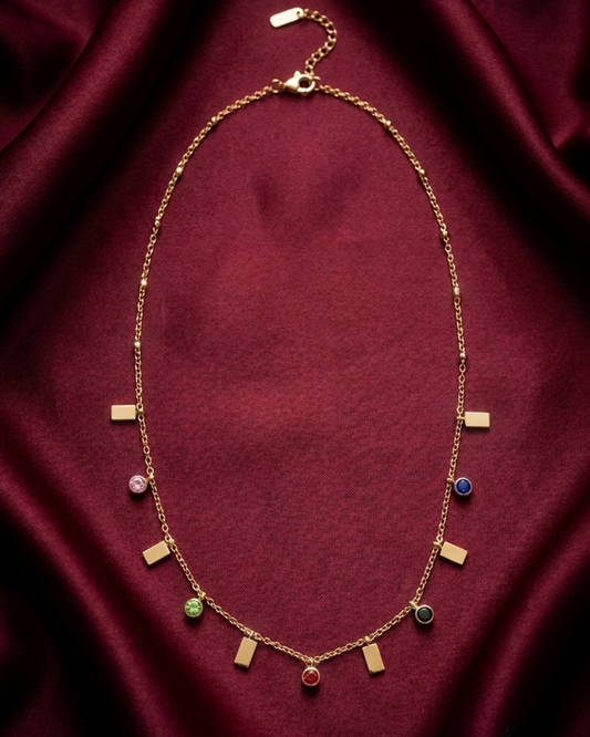 Bar Drops Colorful Gemstone Necklace | Rakhi Gift