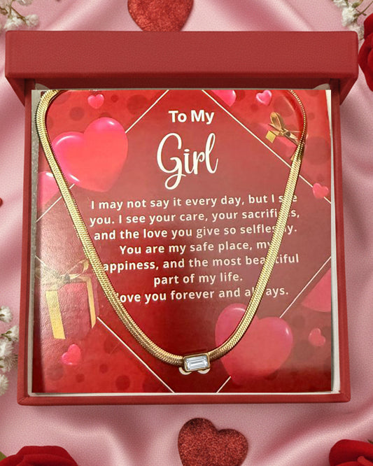 Most Special Gift For My Girl 2026 | Golden Edge Sleek Choker | Red Card