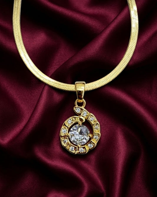 Golden Elegance Solitaire Necklace | Rakhi Gift