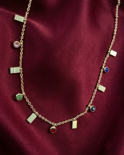 Bar Drops Colorful Gemstone Necklace | Rakhi Gift