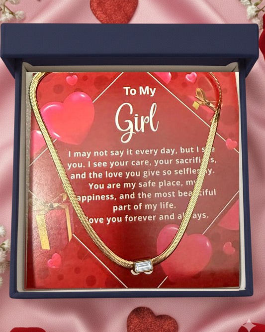 Most Special Gift For My Girl 2026 | Golden Edge Sleek Choker | Red Card