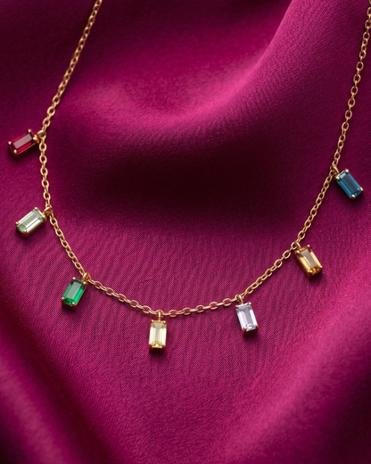 Colorful Baguette Necklace Birthday Gift Set