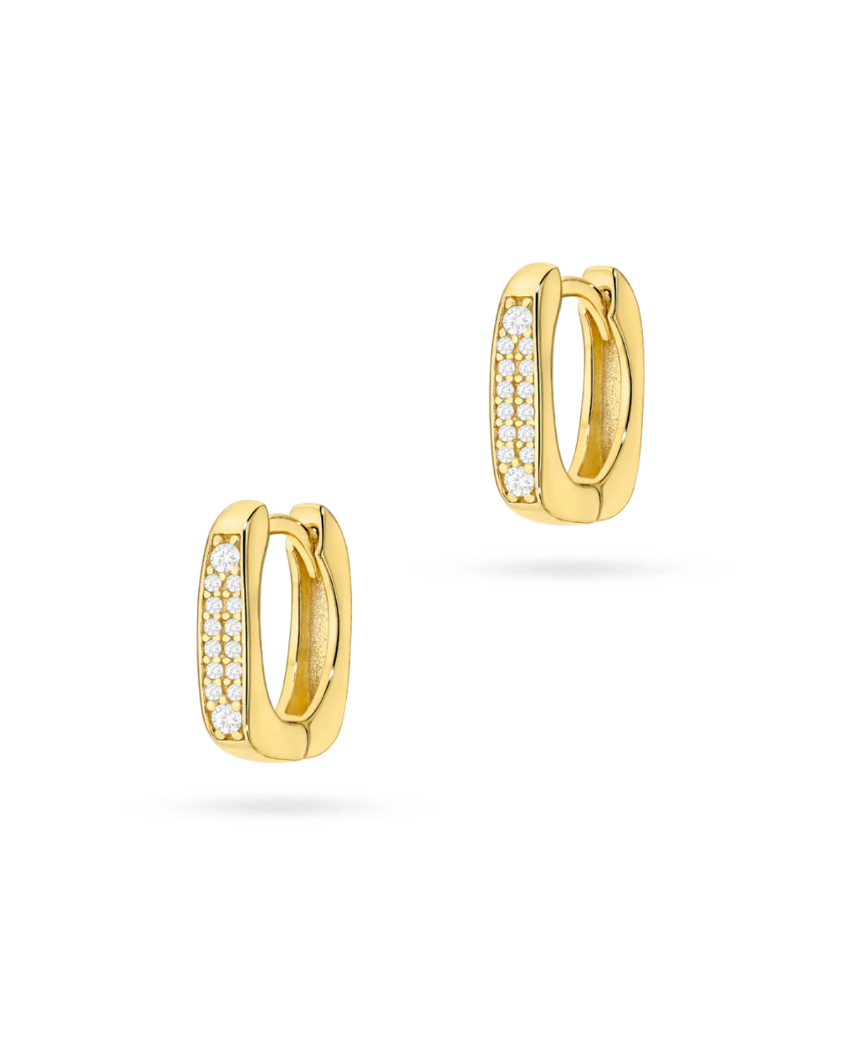 Sparkling Gold Rectangular Huggie Earrings
