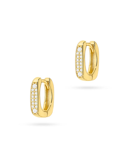 Sparkling Gold Rectangular Huggie Earrings