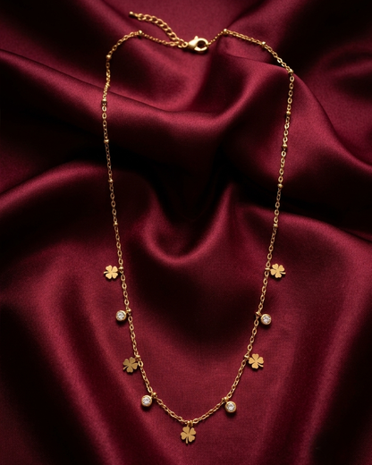 Clover & Crystal Charm Necklace | Rakhi Gift