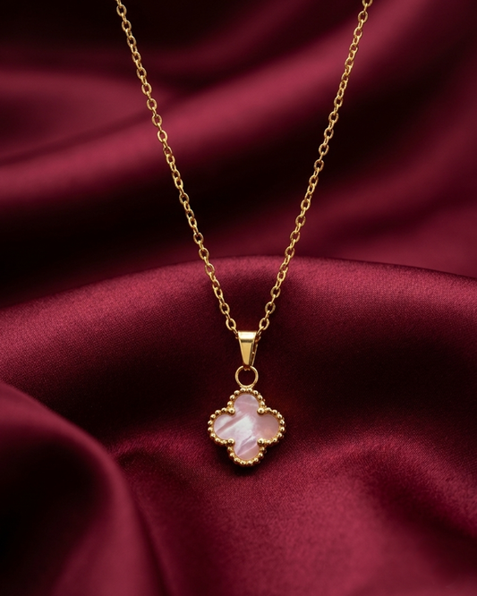 Pink Mother-of-Pearl Clover Necklace | Rakhi Gift