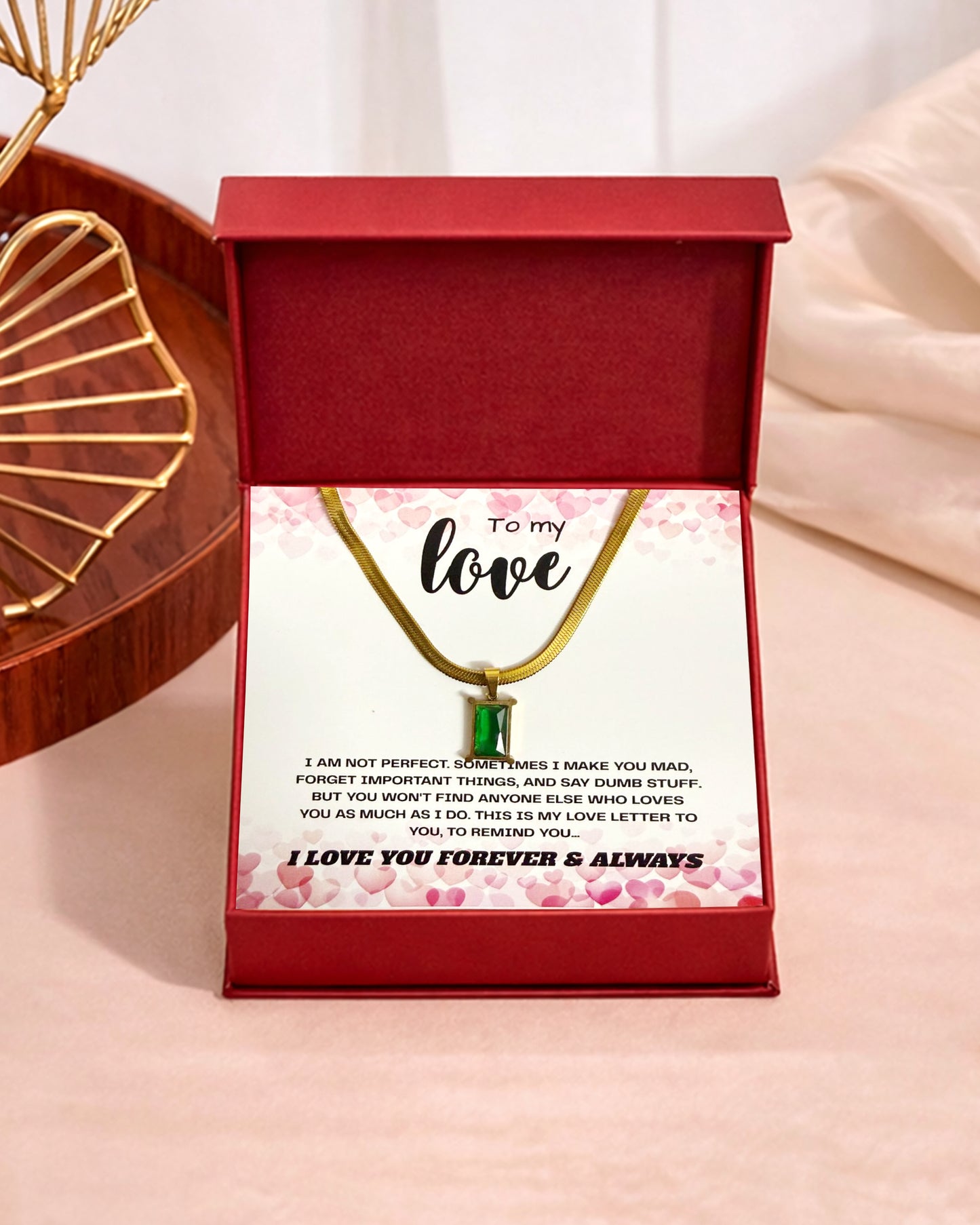 To My Love | Emerald Baguette Necklace | Gift Set