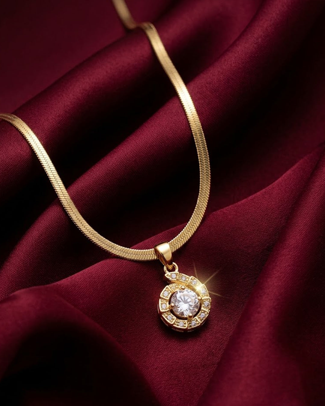 Golden Elegance Solitaire Necklace | Rakhi Gift
