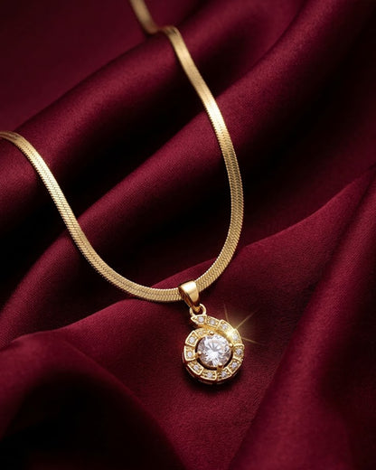 Golden Elegance Solitaire Necklace | Rakhi Gift
