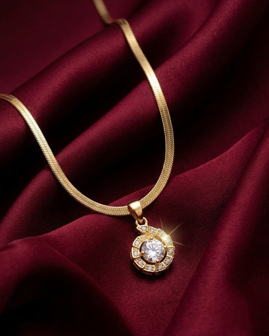 Golden Elegance Solitaire Necklace | Rakhi Gift