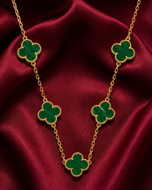 Green Clover Station Necklace | Rakhi Gift