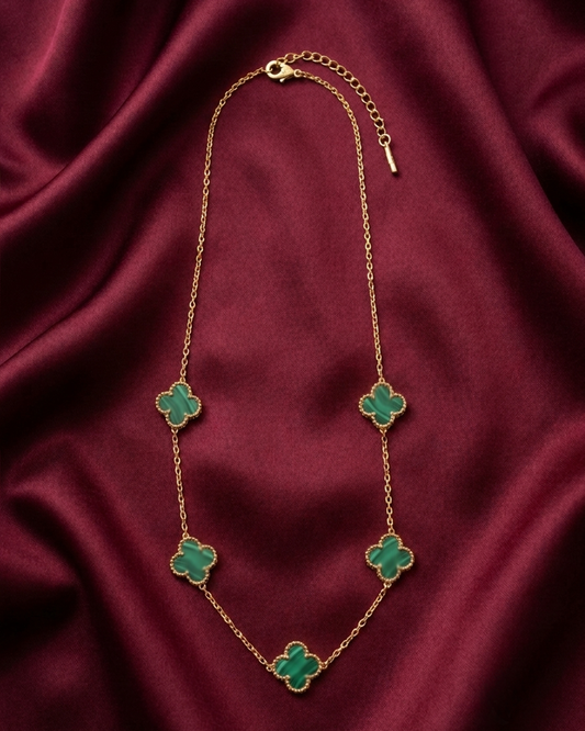 Green Clover Station Necklace | Rakhi Gift