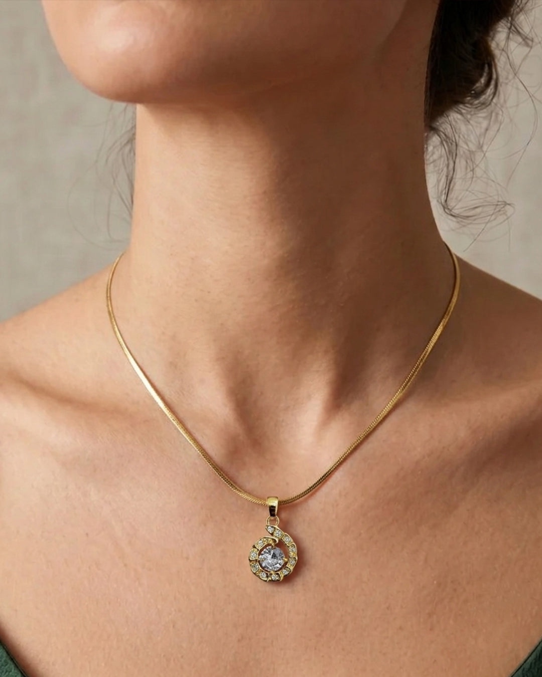 Golden Elegance Solitaire Necklace | Rakhi Gift