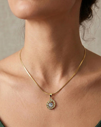 Golden Elegance Solitaire Necklace | Rakhi Gift