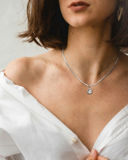 Silver Solitaire Halo Necklace | Rakhi Gift
