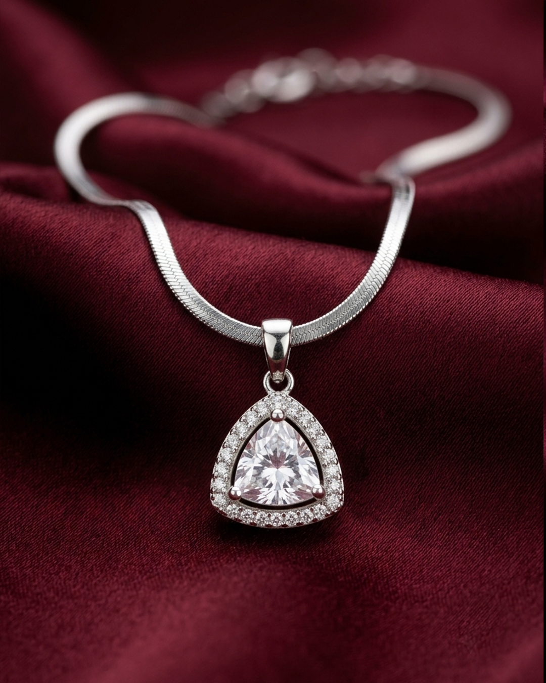 Silver Solitaire Halo Necklace | Rakhi Gift