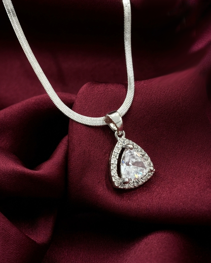 Silver Solitaire Halo Necklace | Rakhi Gift