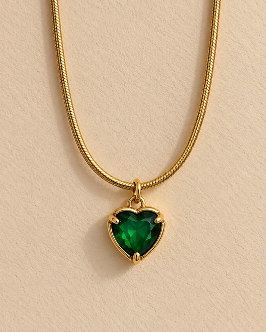 Emerald Heart Gold-Tone Pendant Necklace